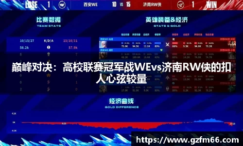 巅峰对决：高校联赛冠军战WEvs济南RW侠的扣人心弦较量
